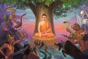 Buddha under the Bodhi Tree where he conquered temptation and desire, and gained enlightenment